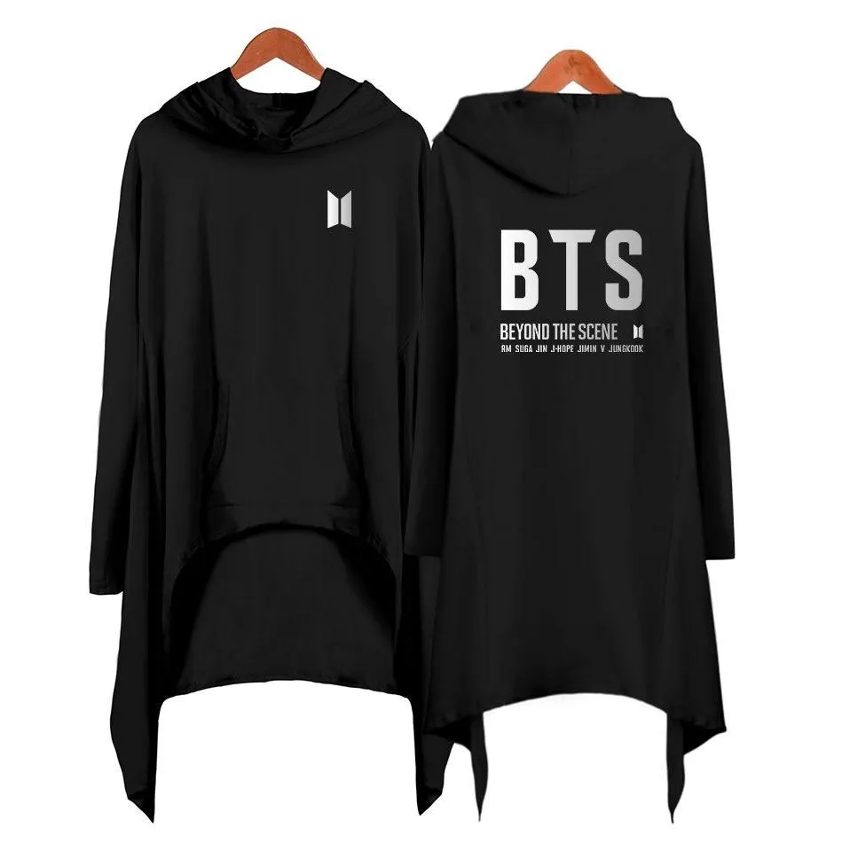 Sweatshirt longue Robe Irrégulière à Manches avec capuche BTS