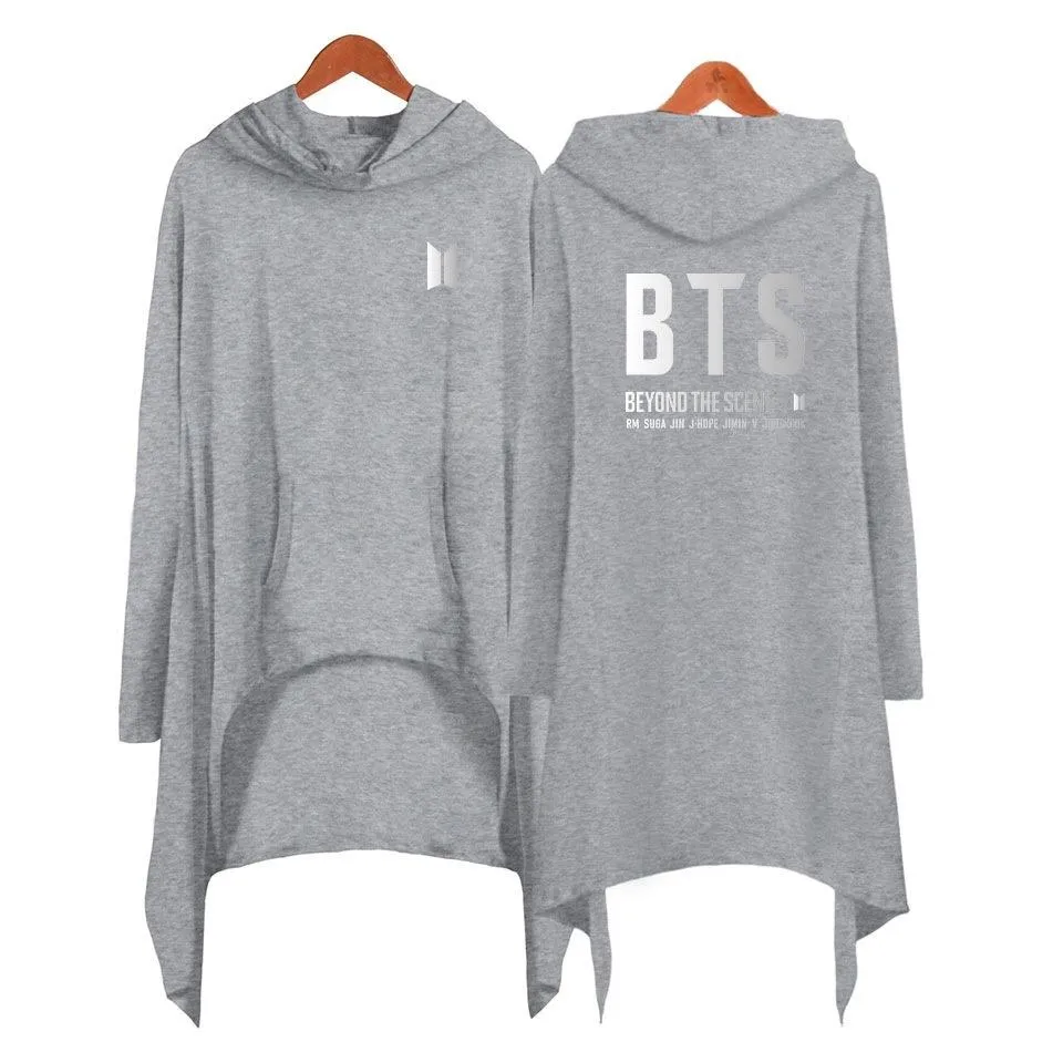 Sweatshirt longue Robe Irrégulière à Manches avec capuche BTS