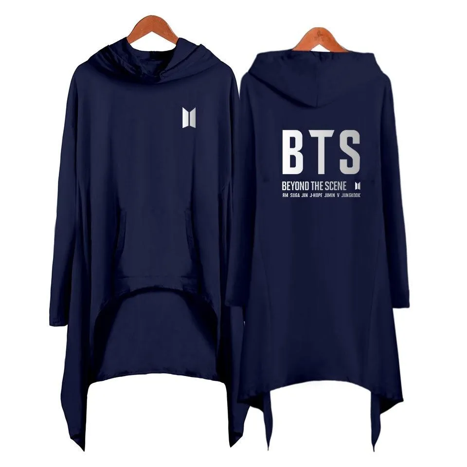Sweatshirt longue Robe Irrégulière à Manches avec capuche BTS