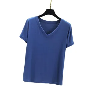 T-Shirt Femme Vintage Col V
