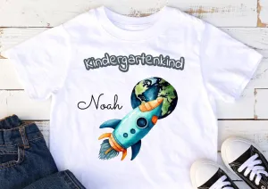 T-Shirt Kindergartenkind Rakete Junge mit Name