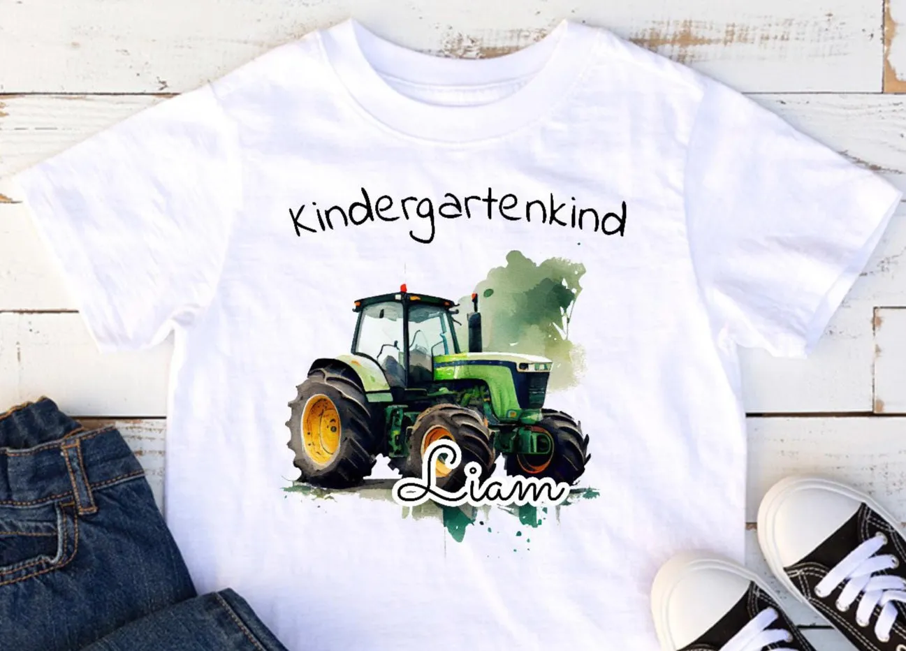 T-Shirt Kindergartenkind Traktor Junge mit Name