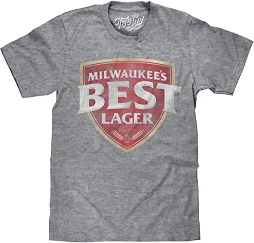 Tee Luv Faded Milwaukee's Best Lager Beer Shirt (Graphite Snow Heather) (L)