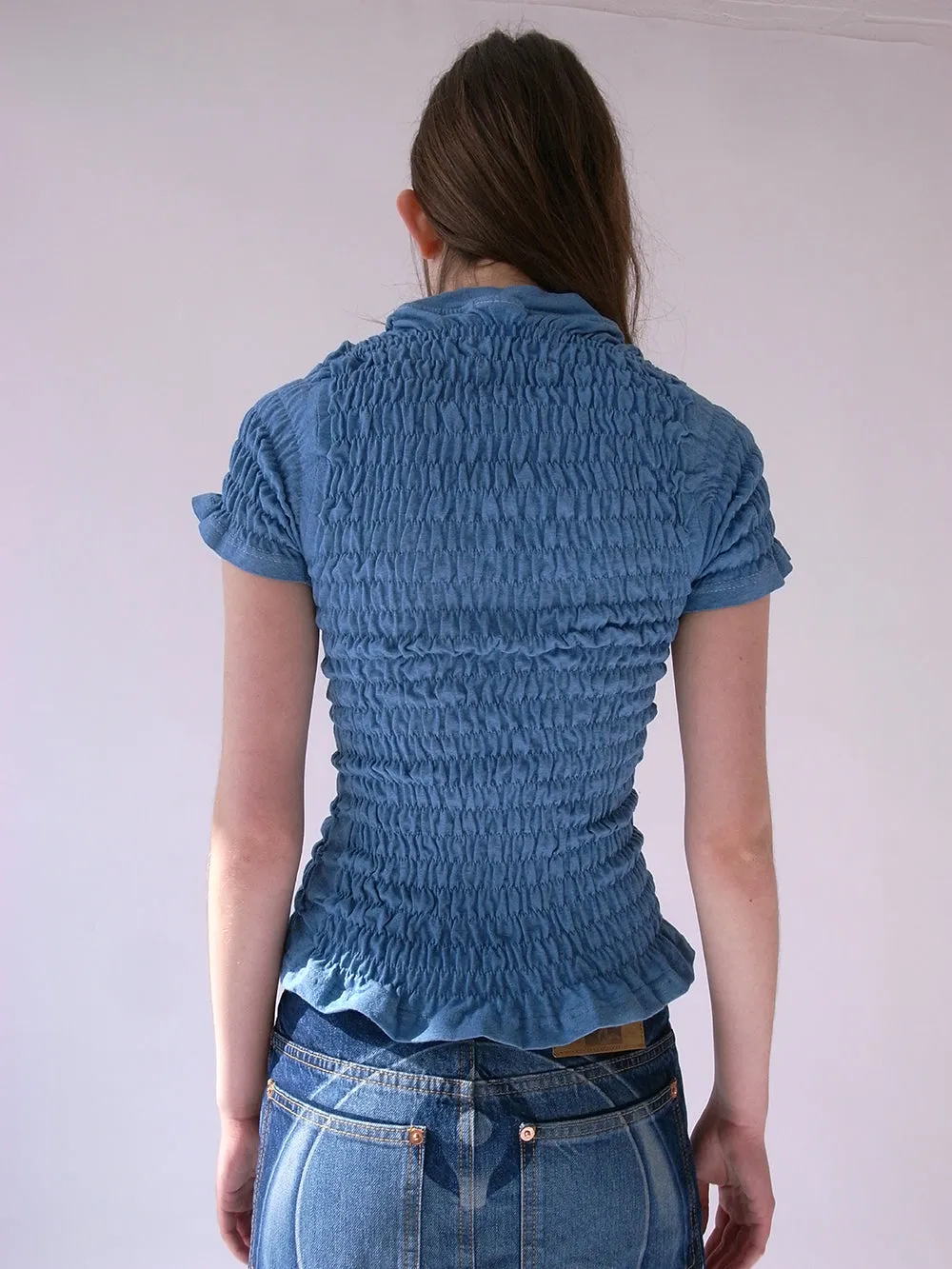 The Reconstituted Shirred T-shirt- Blue