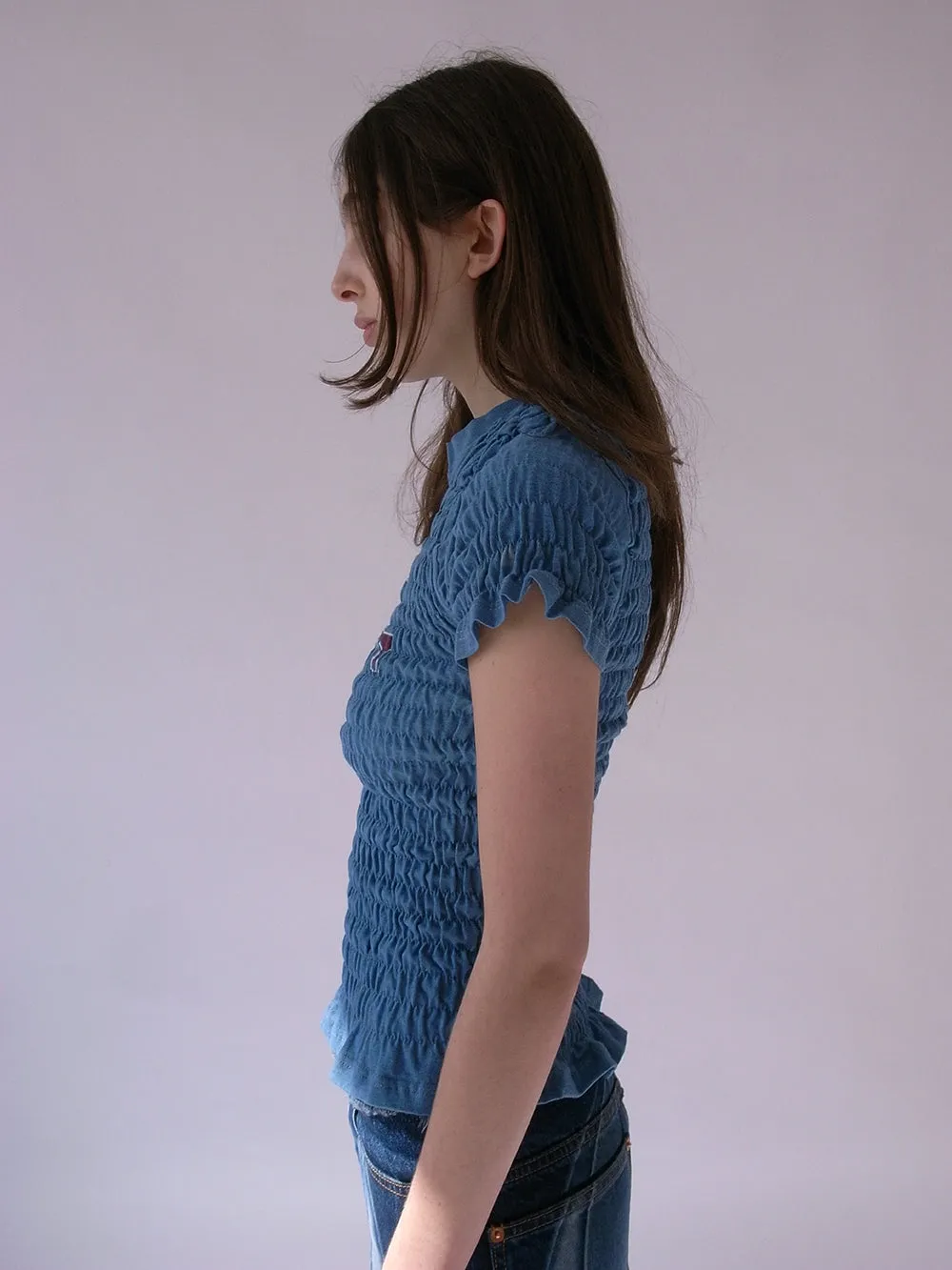 The Reconstituted Shirred T-shirt- Blue