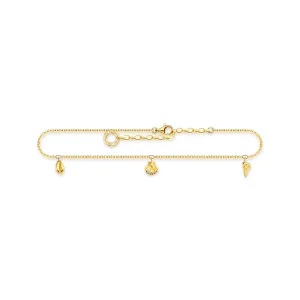 Thomas Sabo Charm Club Yellow Gold Plated Sterling Silver Shells Anklet