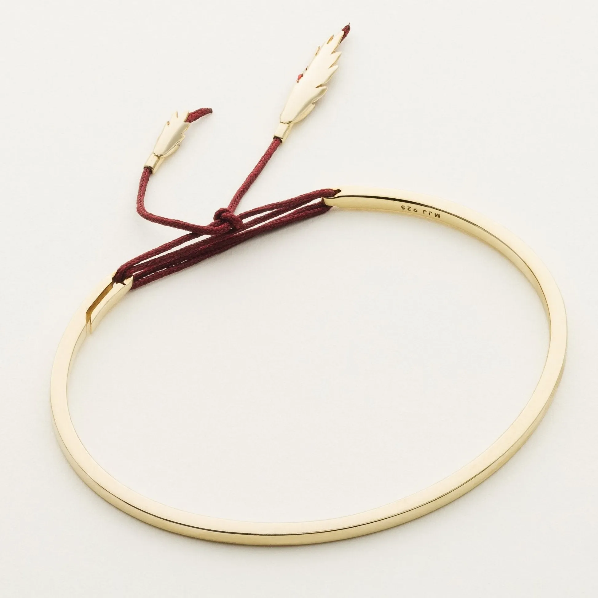 THREAD &amp; FEATHER BRACELET - 18K gold plated silver
