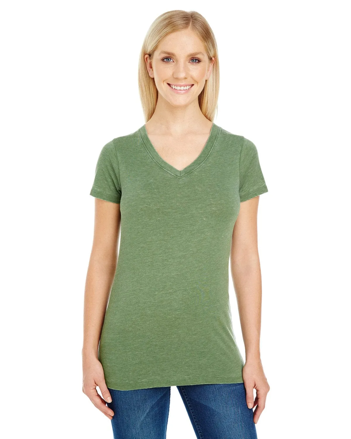 Threadfast Apparel Ladies Vintage Dye Short Sleeve V-Neck Tee