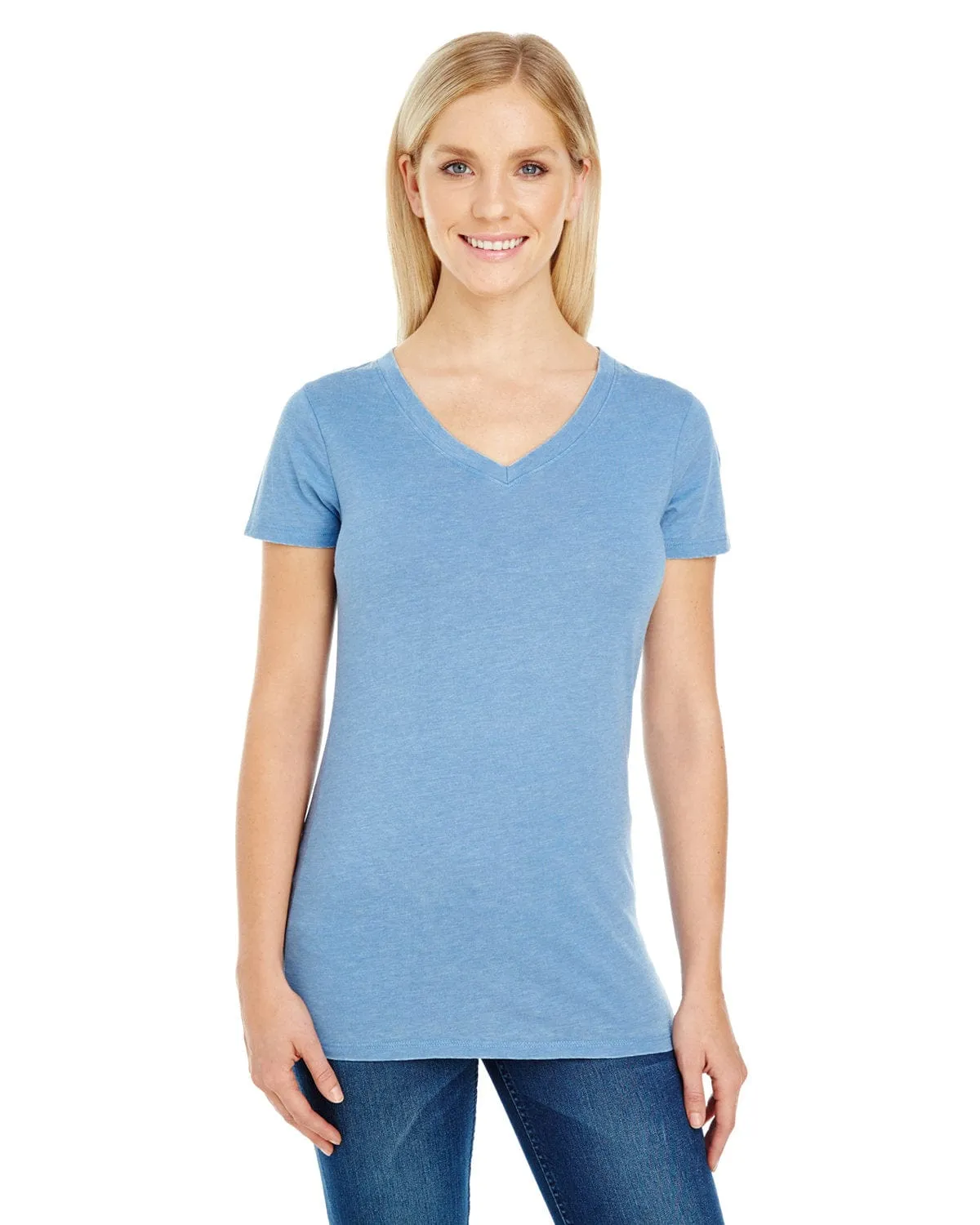 Threadfast Apparel Ladies Vintage Dye Short Sleeve V-Neck Tee