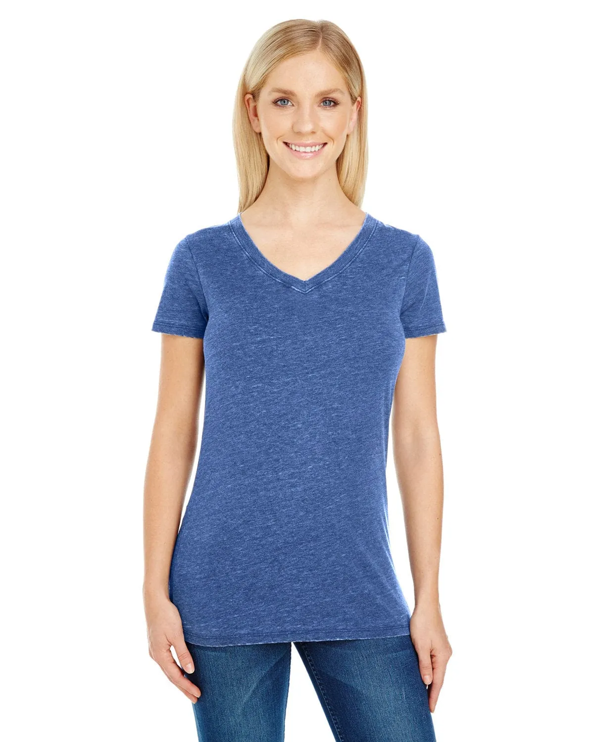 Threadfast Apparel Ladies Vintage Dye Short Sleeve V-Neck Tee