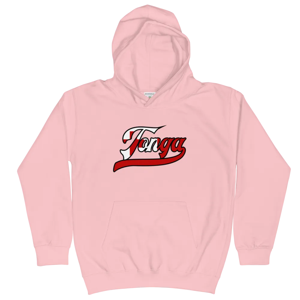 Tonga 676 - Flag with Black Border (front/back) *KIDS HOODIE*
