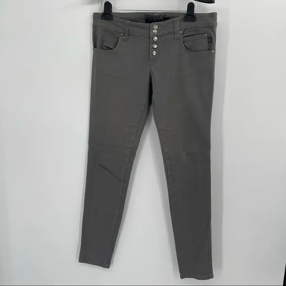 Tripp NYC Gray Low Rise Button Fly Skinny Jeans​