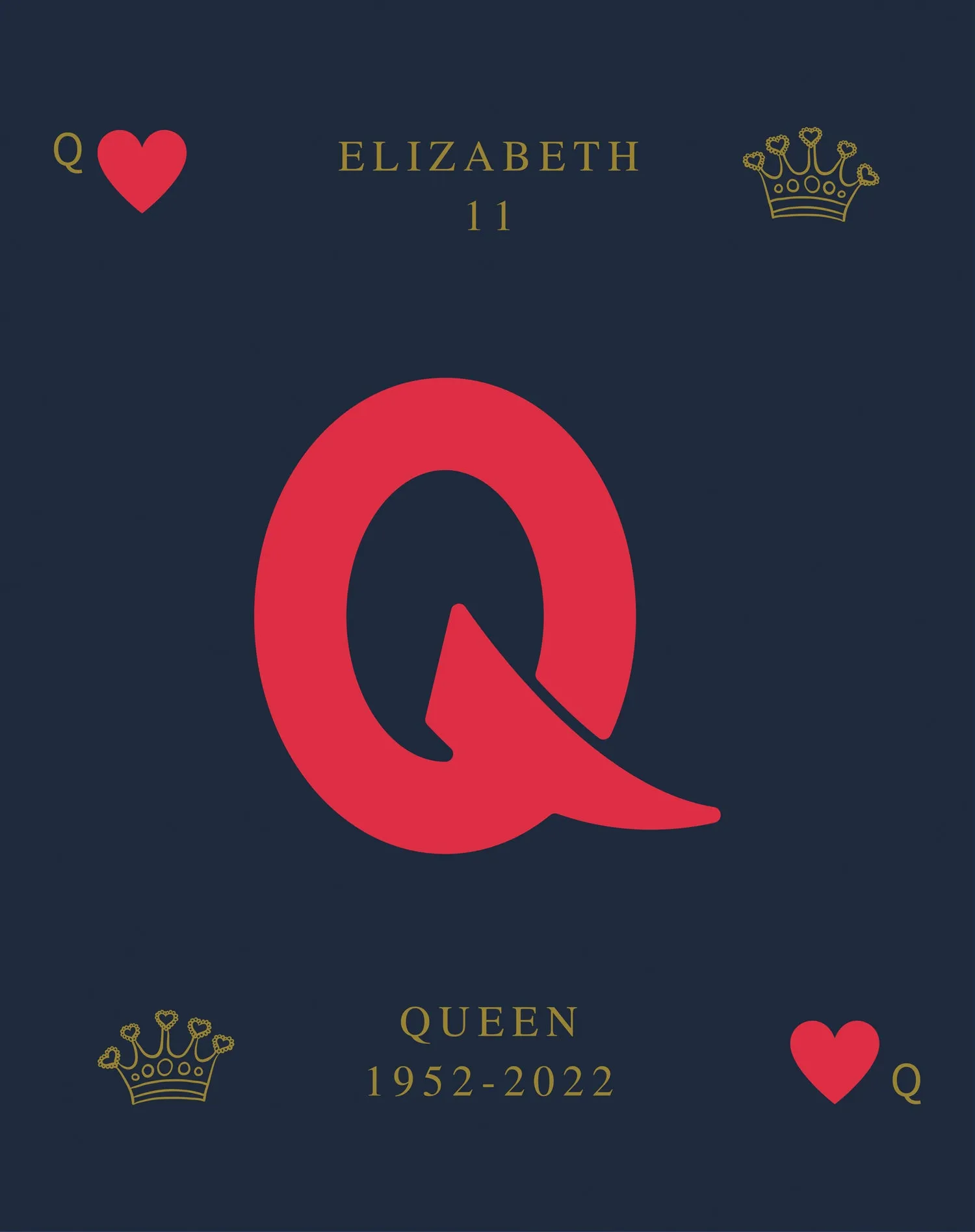 UA Queen's Platinum Jubilee Elizabeth II Heart Queen Men's T-shirt (Navy)