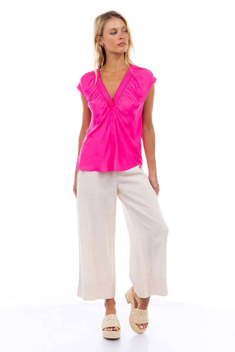 V Neck Ruched Blouse