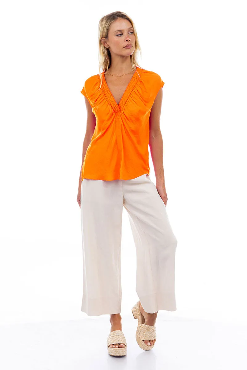 V Neck Ruched Blouse