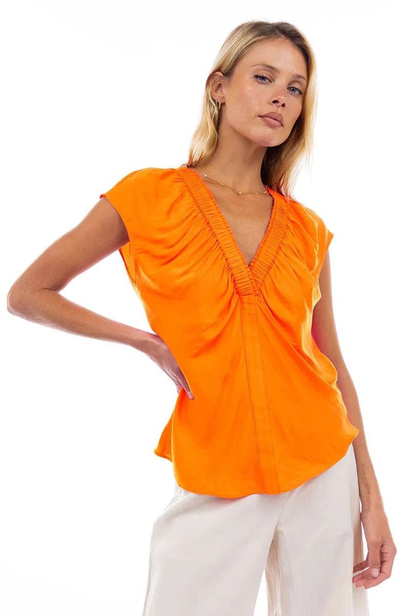 V Neck Ruched Blouse
