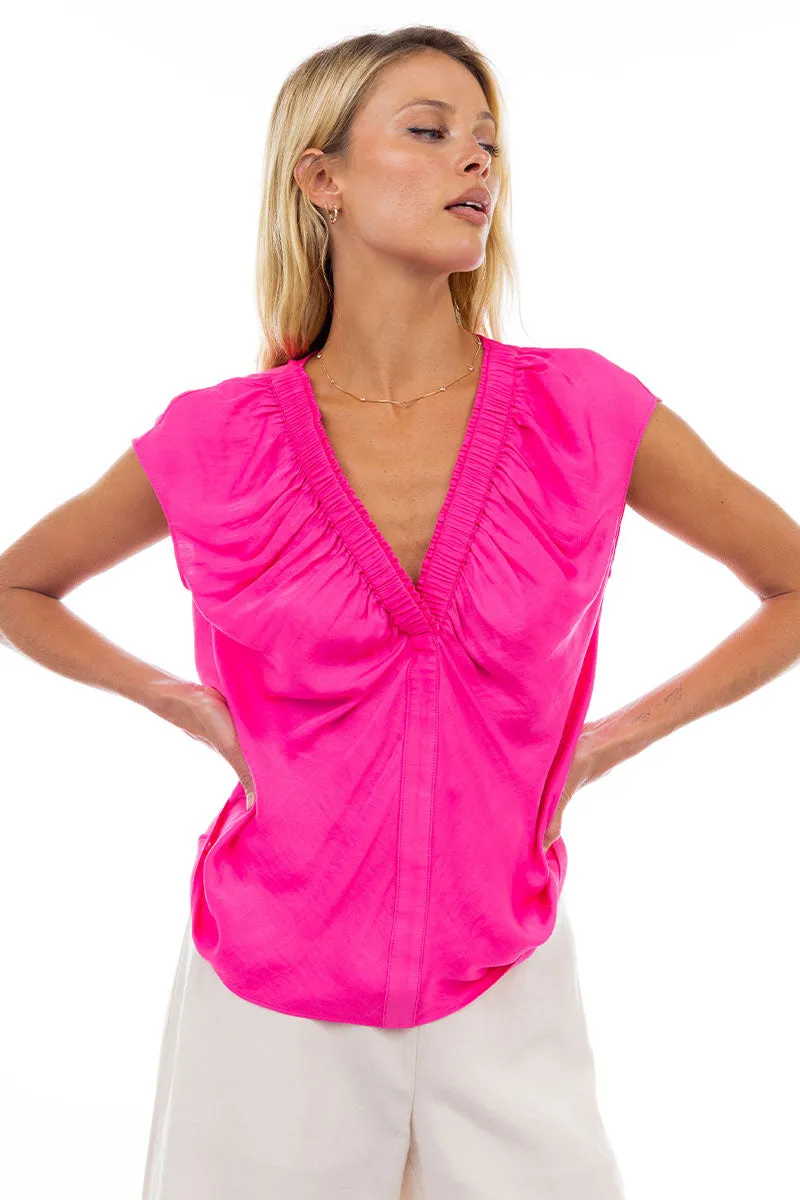 V Neck Ruched Blouse