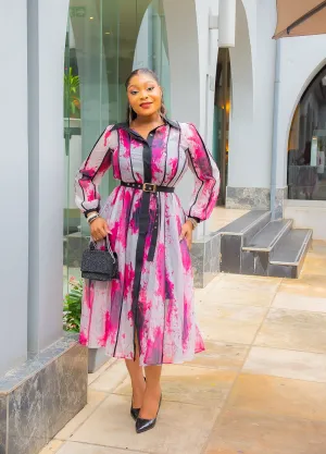 Vanessa Floral- Midi Shirt Dress with Belt (New! 3 colors)