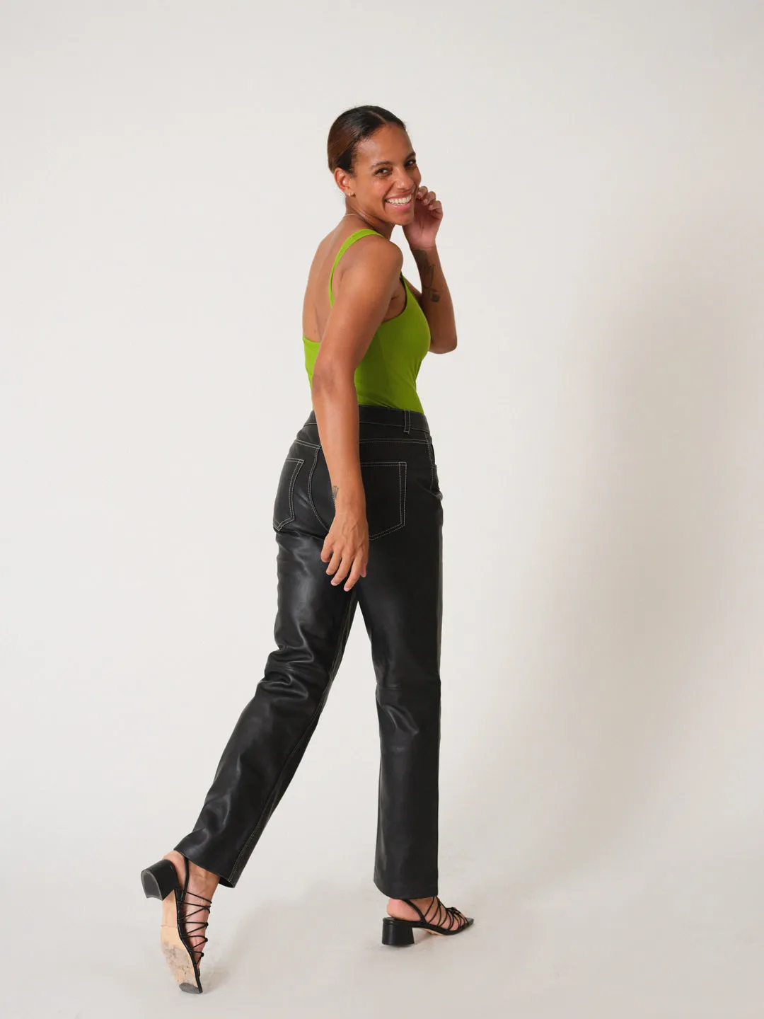 Veda x Ref Cynthia Leather Pant Black