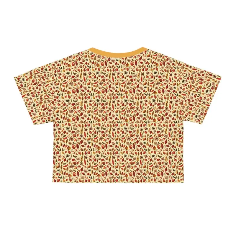 Vibrant Fall Leaves Pattern Aop Crop Tee