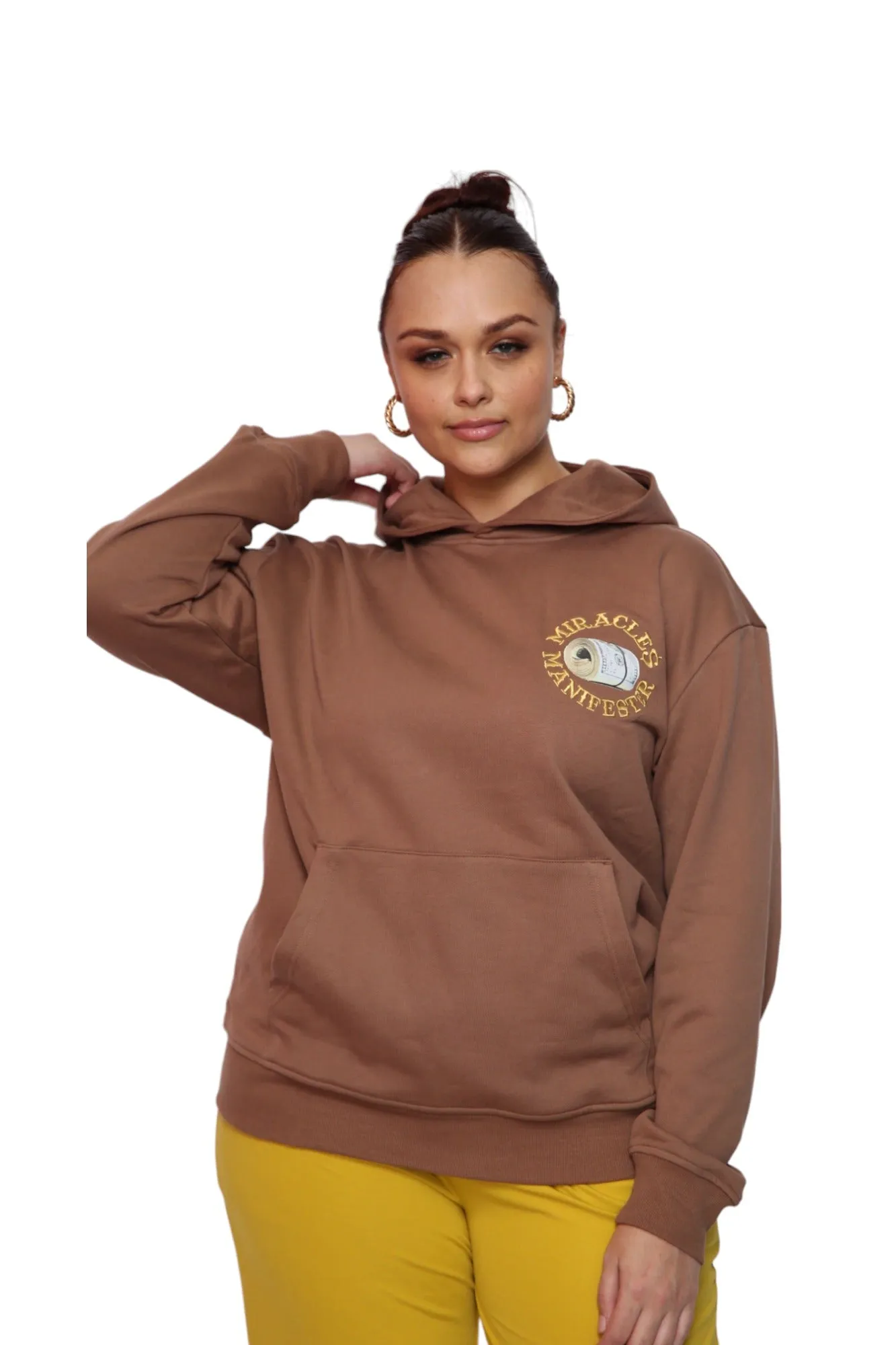 ‘Victories Are Mine With Natural 9’ Casino Embroidered Affirmation Hoodie - Brown