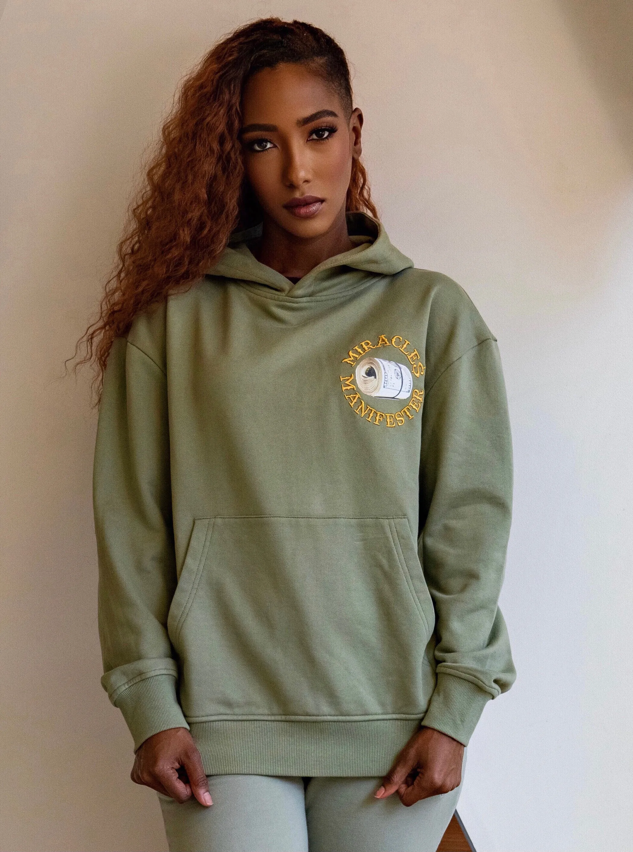 ‘Victories Are Mine With Natural 9’ Casino Embroidered Affirmation Hoodie - Green