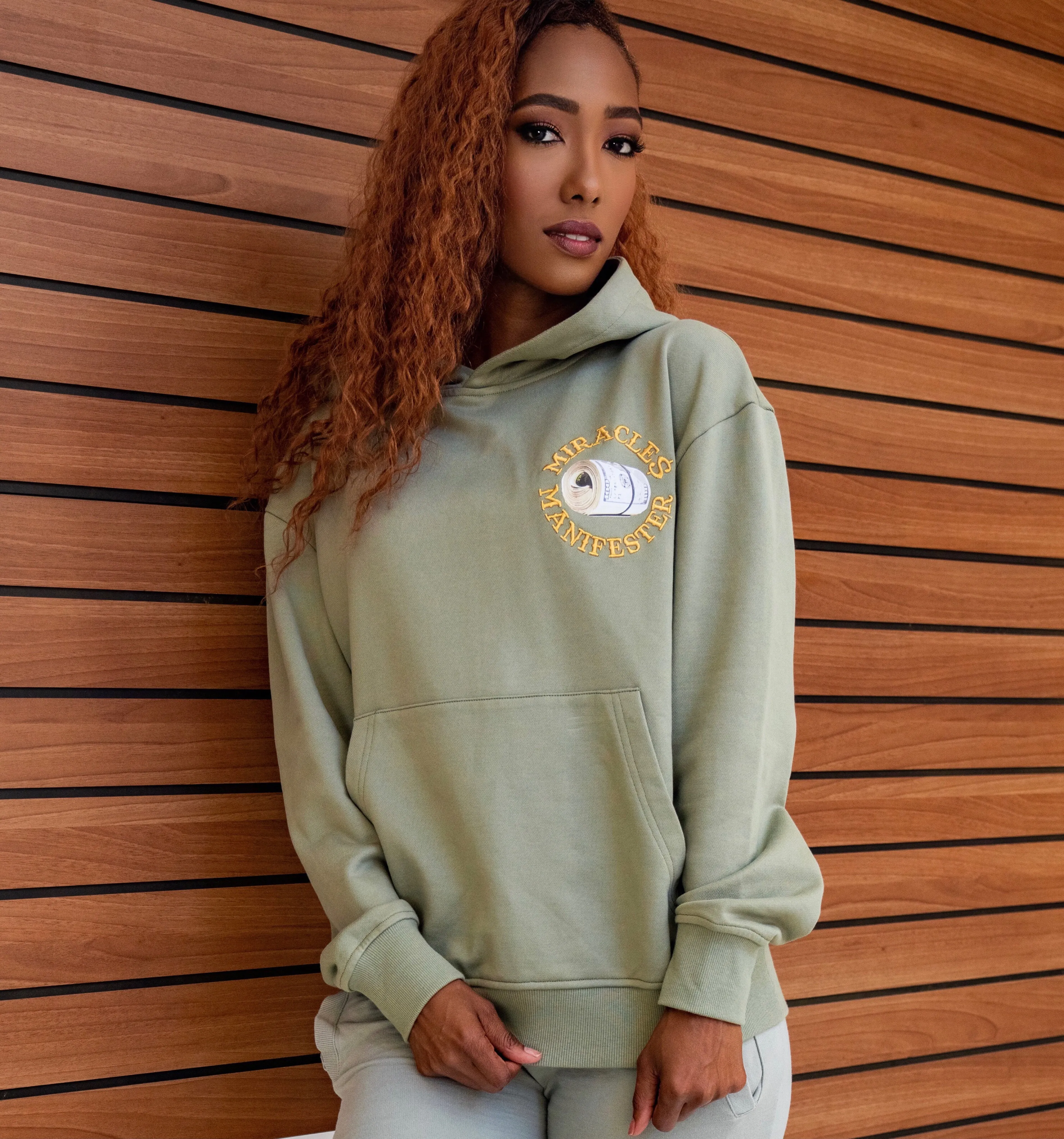 ‘Victories Are Mine With Natural 9’ Casino Embroidered Affirmation Hoodie - Green