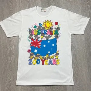 Vintage 1988 Australia Happy Birthday 200 Years White T-Shirt Size XS/S