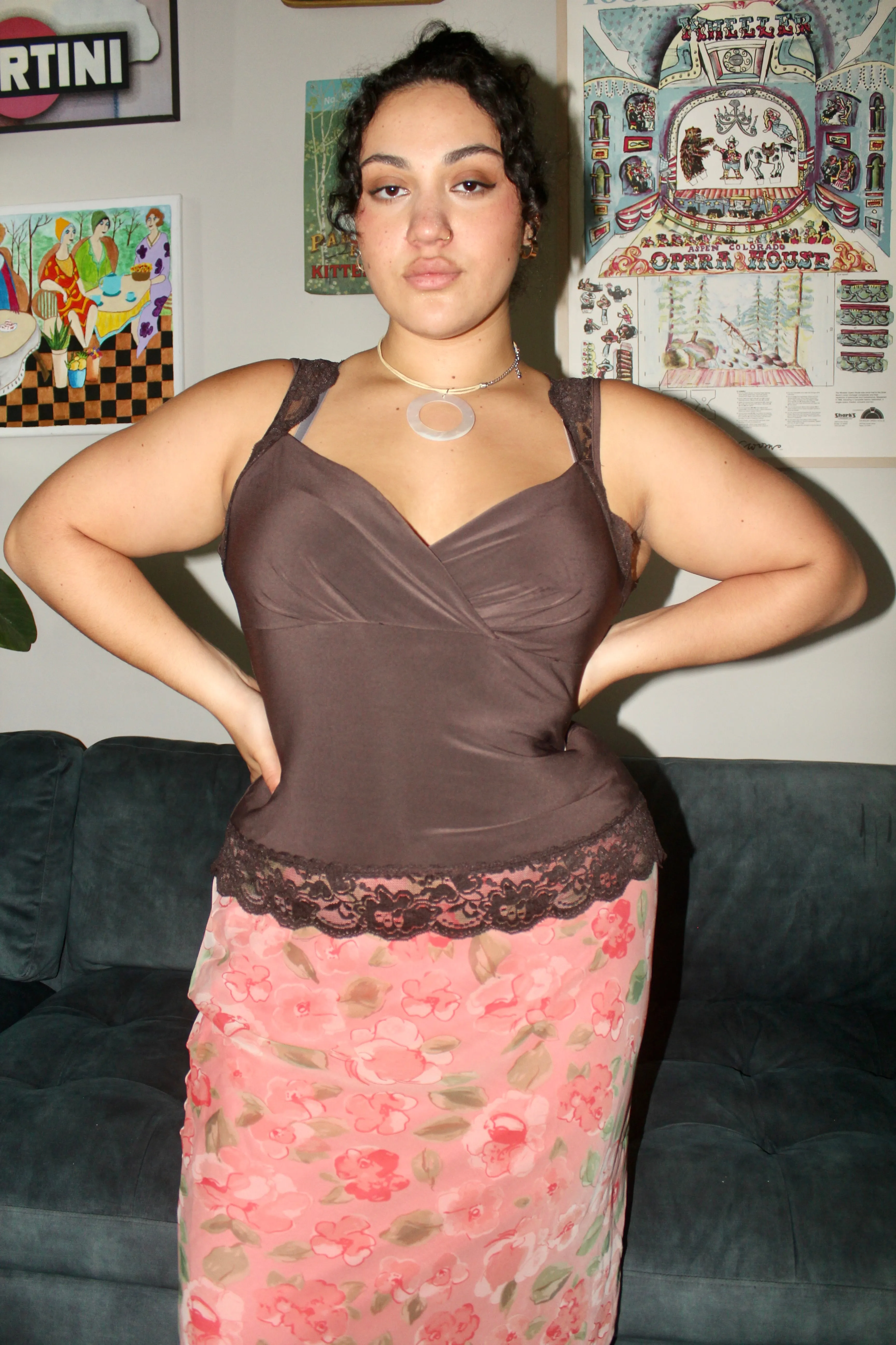 Vintage Chocolate Lace Tank (L)