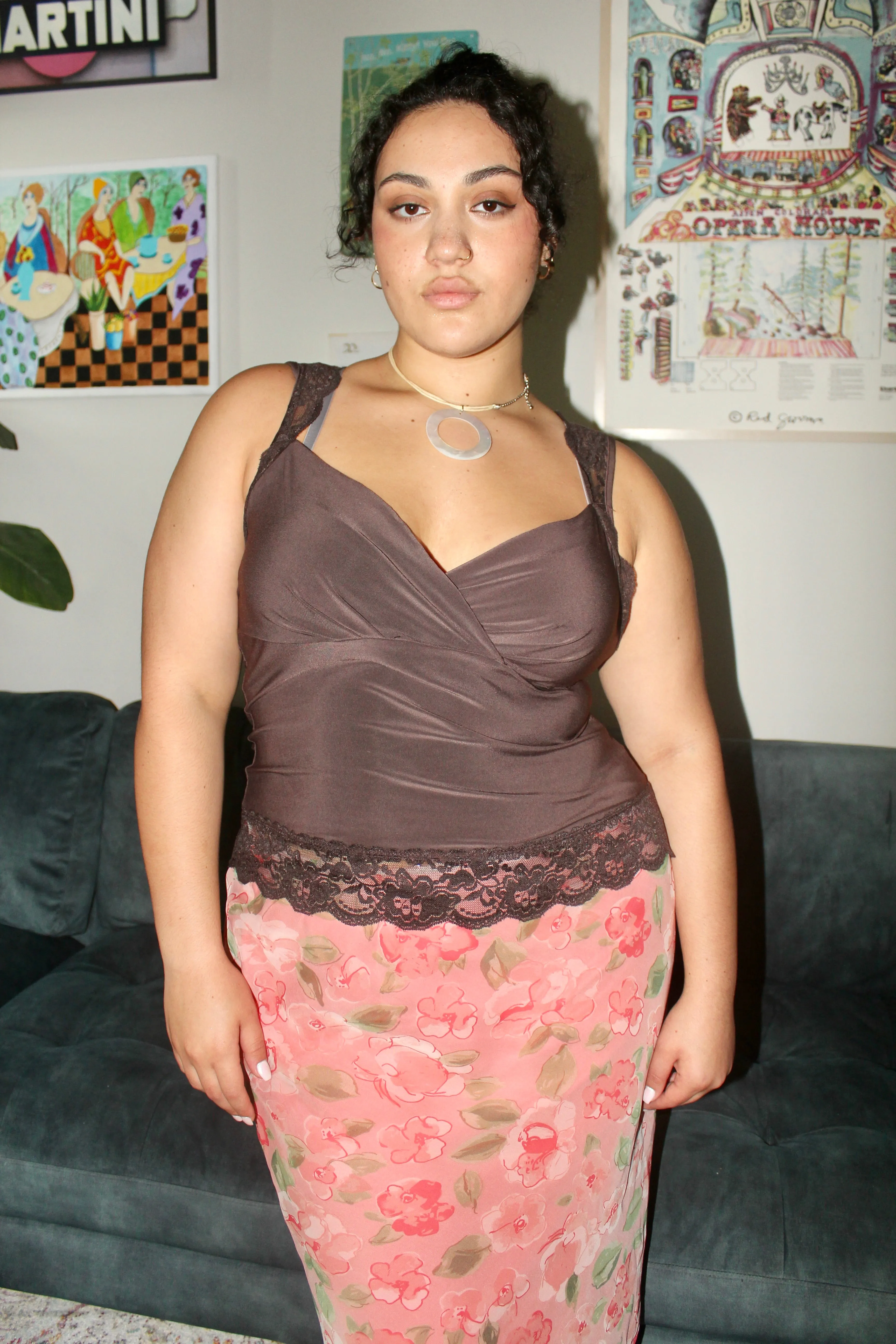 Vintage Chocolate Lace Tank (L)