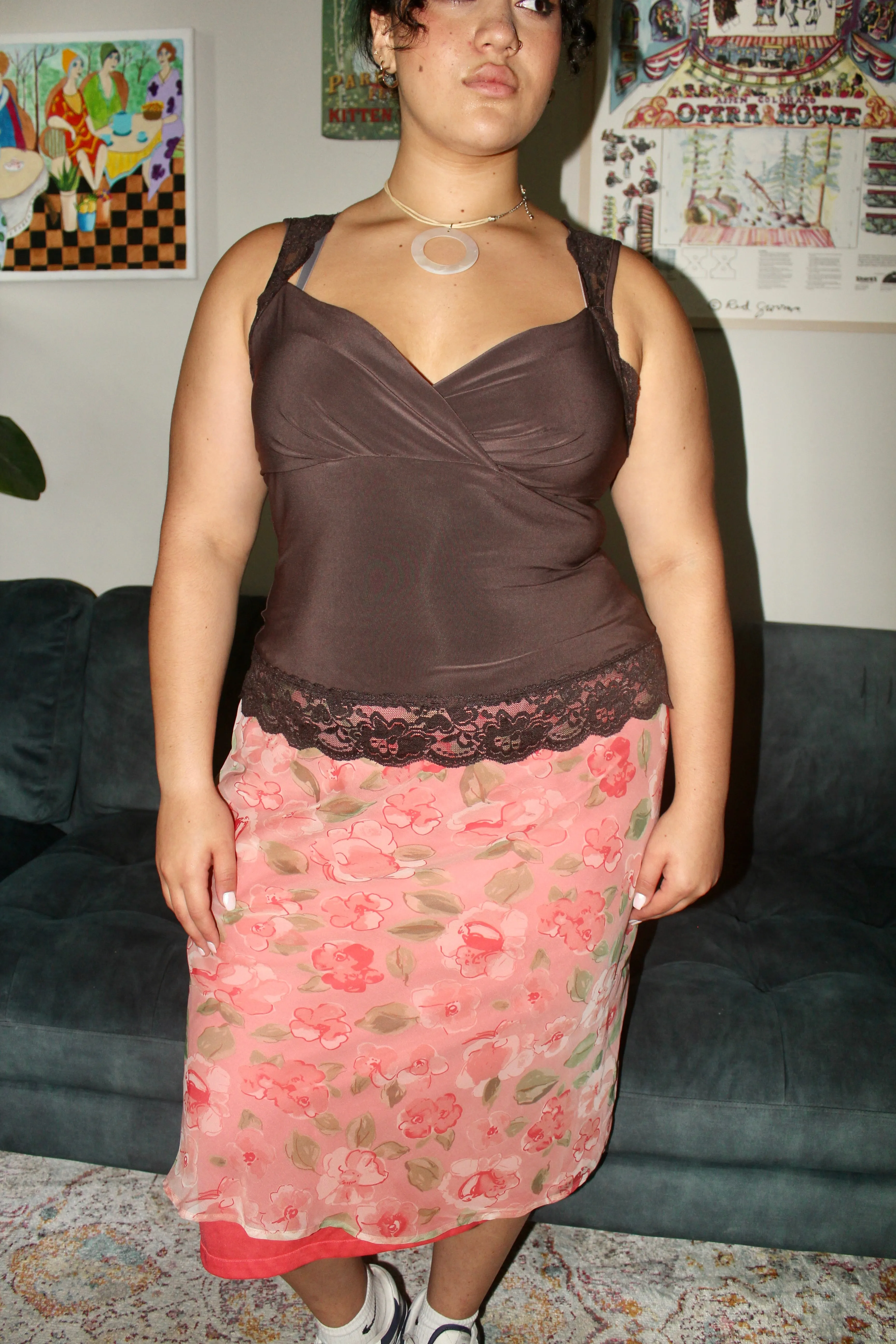 Vintage Chocolate Lace Tank (L)