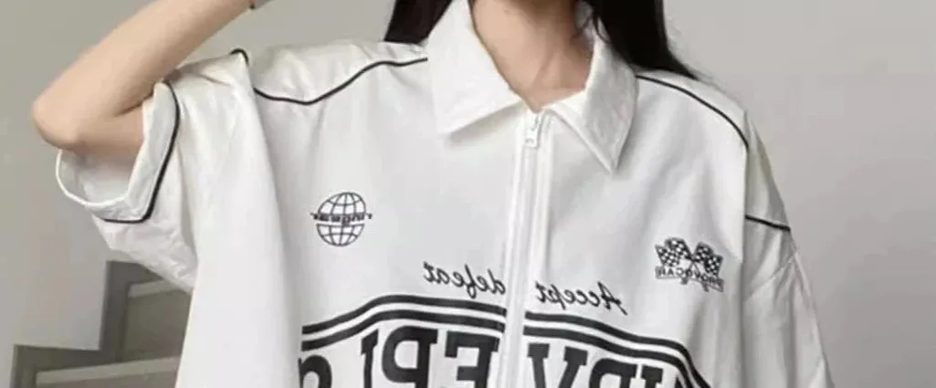 Vintage-Inspired Polo Zipper Half Sleeve Baseball Shirt