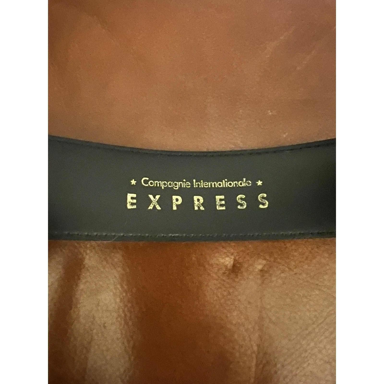 Vintage Limited Women's Express Black Suede Waist Belt – Chunky Gold Buckle, Size Small