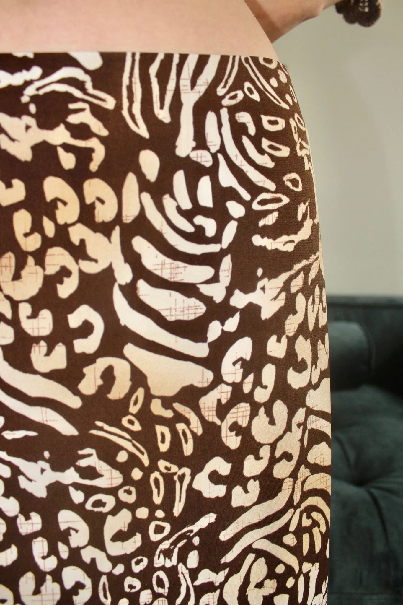 Vintage Retro Abstract Midi Skirt (M)