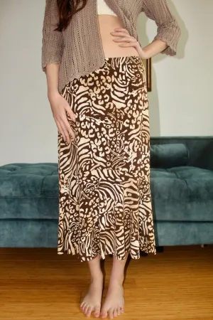 Vintage Retro Abstract Midi Skirt (M)