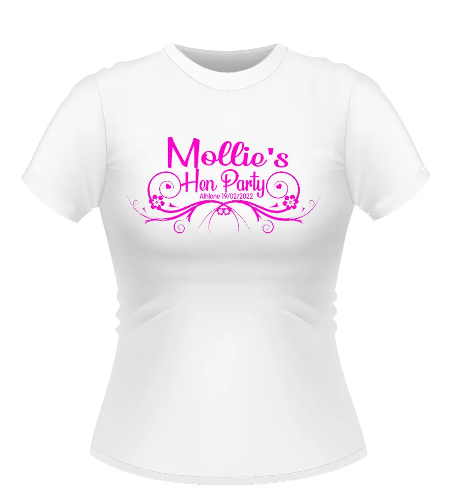 Vintage style Personalised Hen Party Tshirt