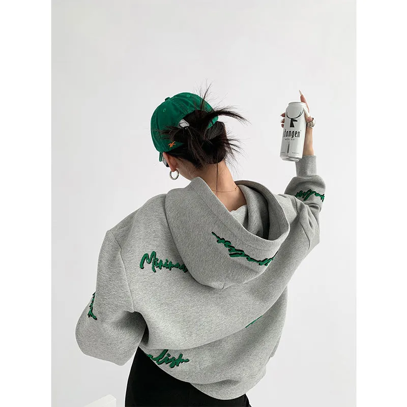 Vintage Toweling Letter Hoodie