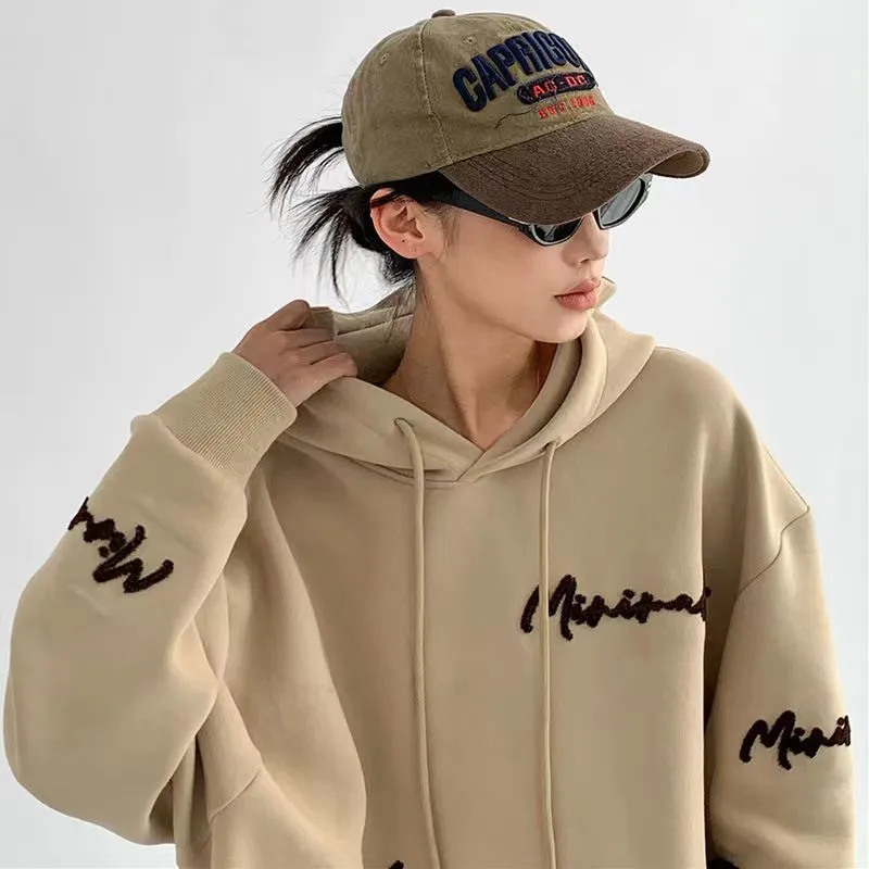 Vintage Toweling Letter Hoodie