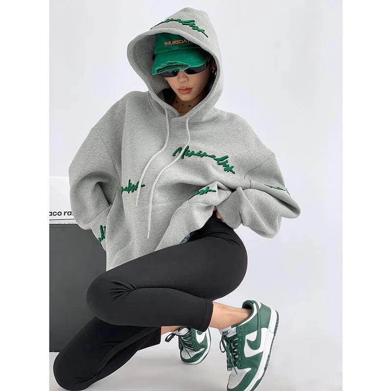 Vintage Toweling Letter Hoodie