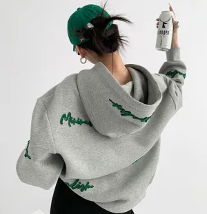 Vintage Toweling Letter Hoodie