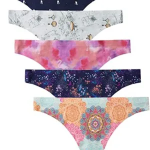 VOENXE Seamless Thongs for Women No Show Thong Underwear Women 5-10 Pack