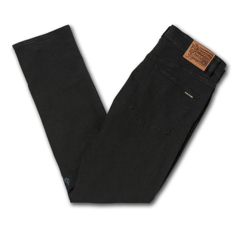 VOLCOM VORTA DENIM 15" LEG SLIM FIT BLACKOUT WASH