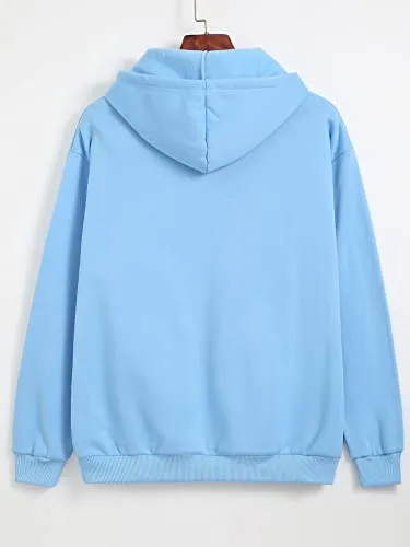WearIndia Men's & Women's Cotton Hooded Hoodie (Plain Hoodies Aqua-1-L_Aqua Blue_Large)