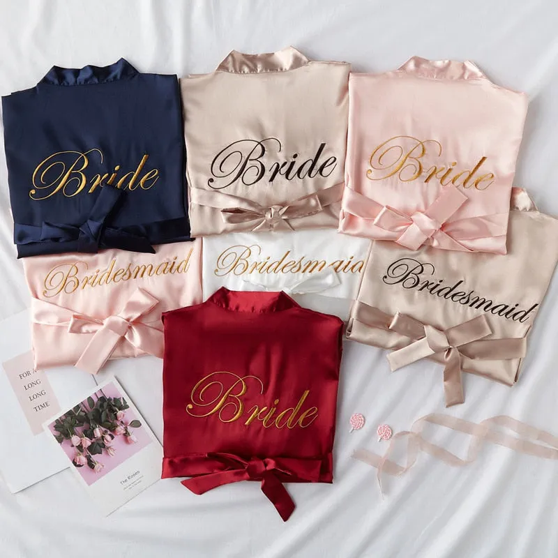 Wedding Bride Bridesmaid Robe Sexy Women's Bathrobe