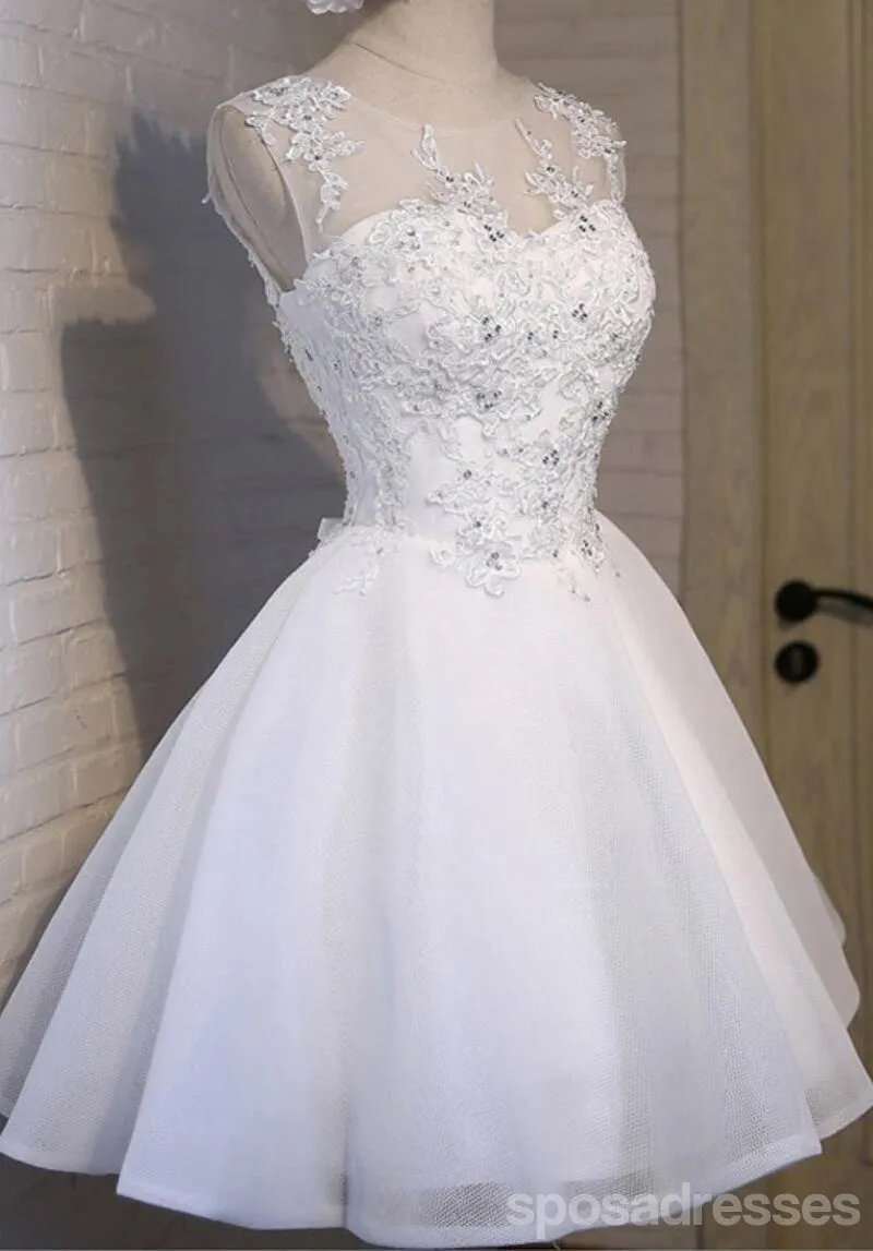 White Lace Open Back Sexy Homecoming Prom Dresses, Cheap Homecoming Dresses, CM281
