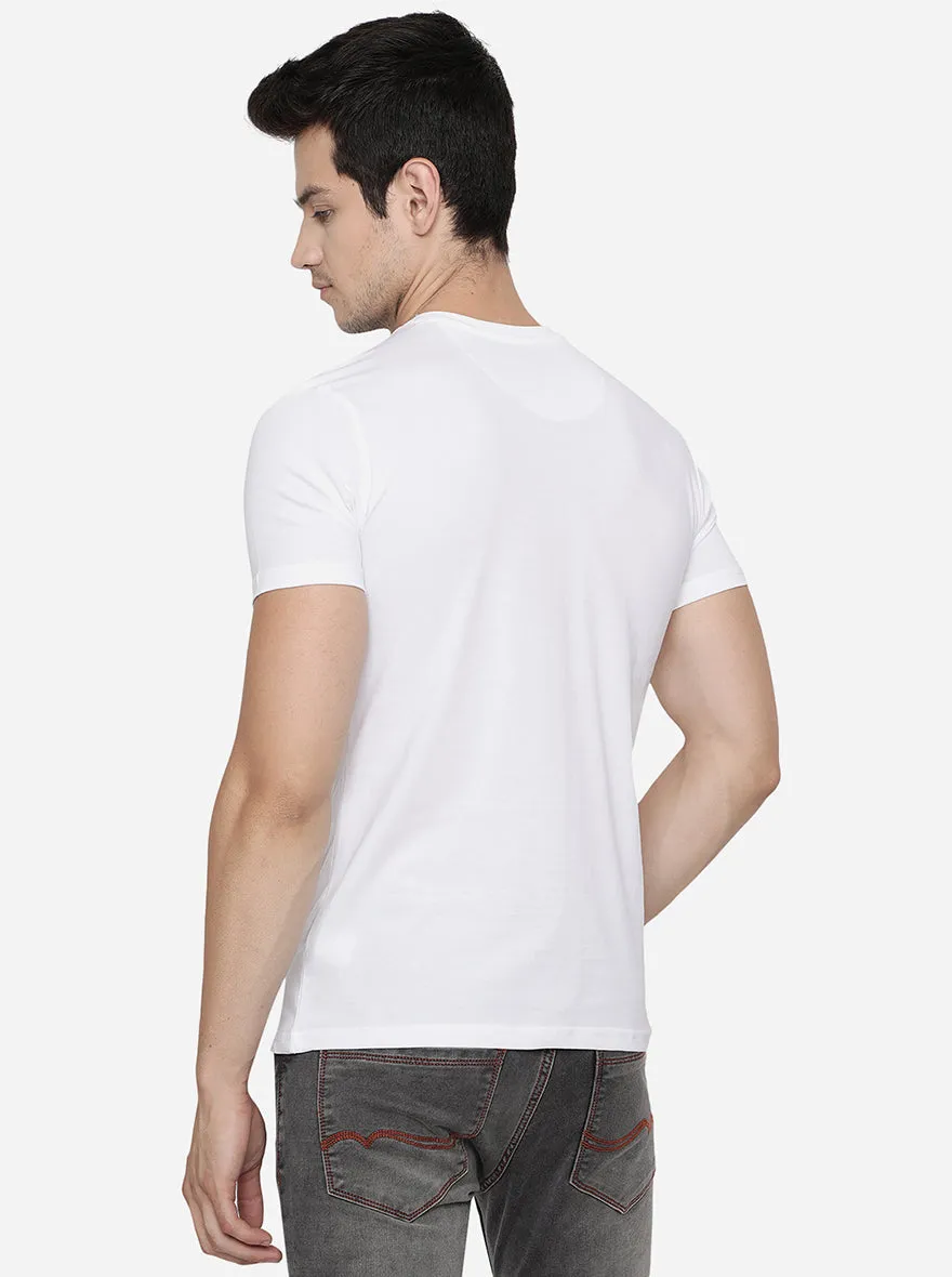 White Printed Slim Fit T-Shirt | Greenfibre