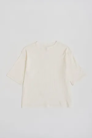 WHITE RIB RELAXED FIT T-SHIRT