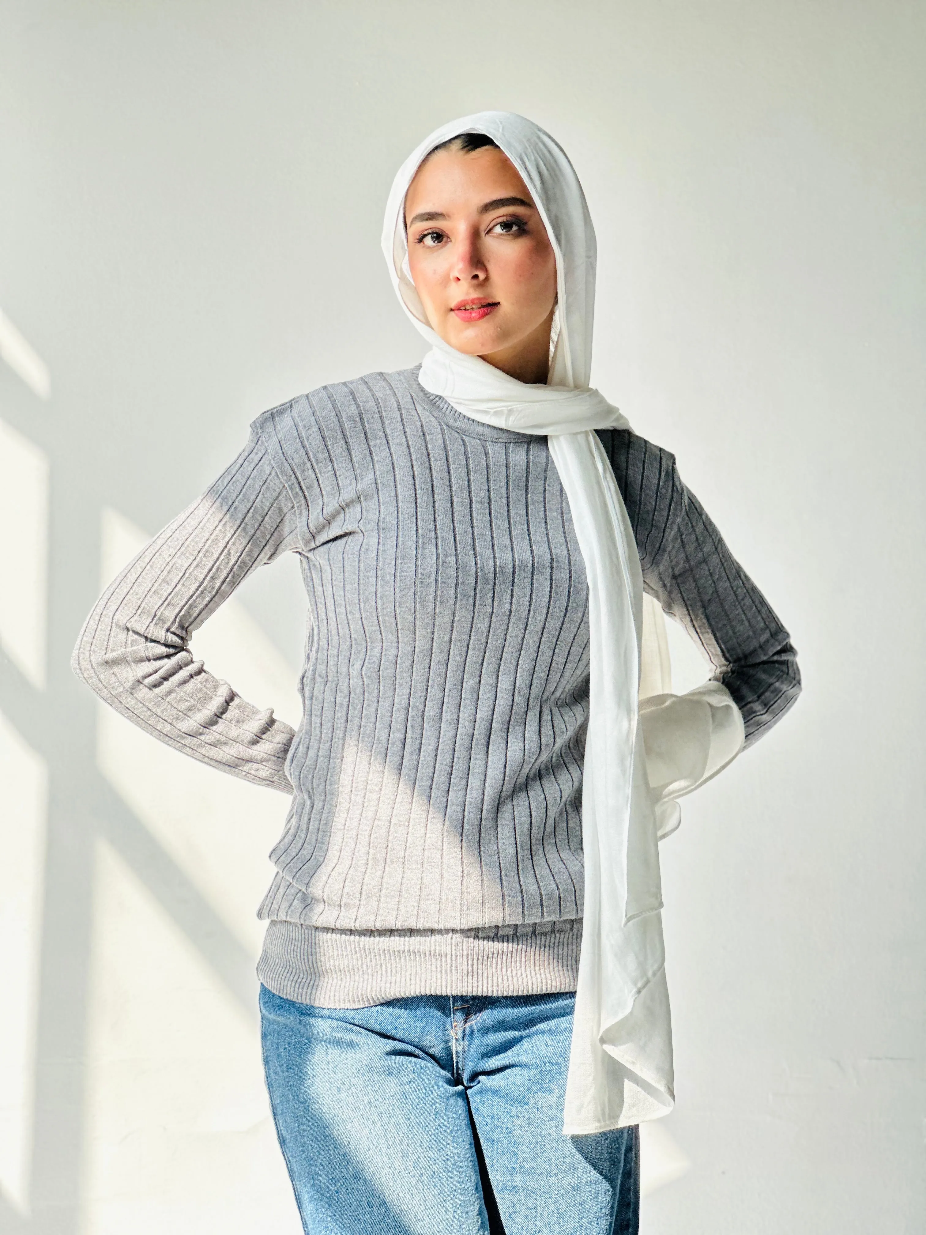 Wide Ribbed Knit Sweater