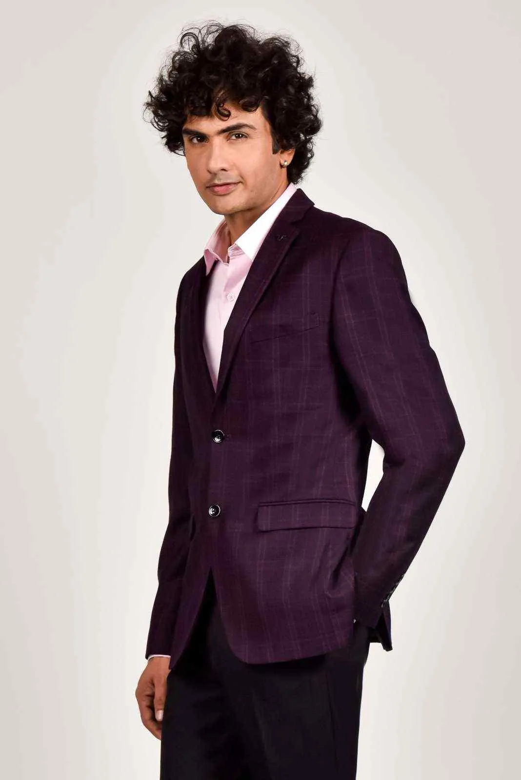 Wine Woven Blazer