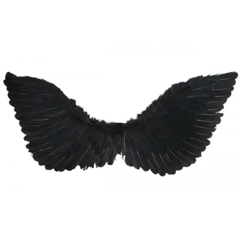 Wings Up Large Black Feather Wings